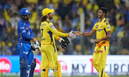 CSK defeating MI by 4 wickets