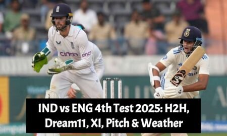 IND vs ENG 2025: 4th Test Match, Head to Head, Dream11 Prediction, Playing XI, Pitch and Weather Report IND vs ENG 4th Test 2025: H2H, Dream11, XI, Pitch & Weather