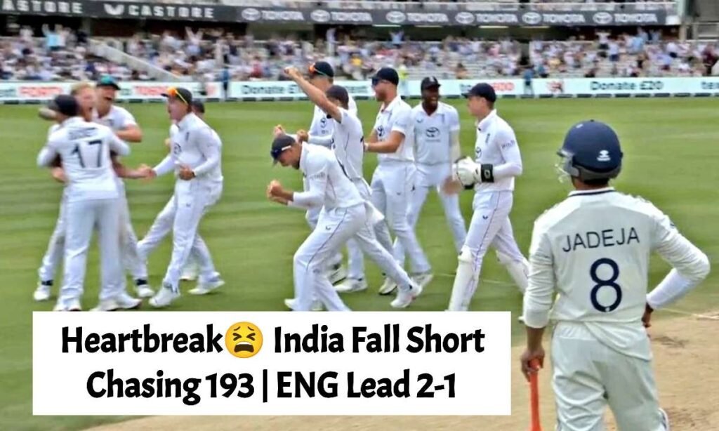India Fall Short Chasing 193 | ENG Lead 2-1