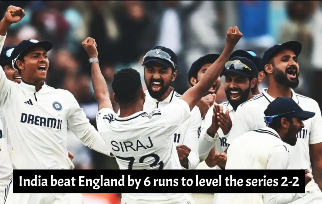 India beat England by 6 runs to level the series 2-2