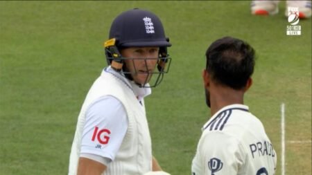 joe root with heated moment of parsidh karishna