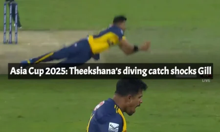 Theekshana’s diving catch shocks Gill