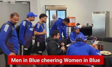 WATCH: Gambhir and Bumrah Cheer for India Women from Dressing Room in Hobart Men in Blue cheering Women in Blue