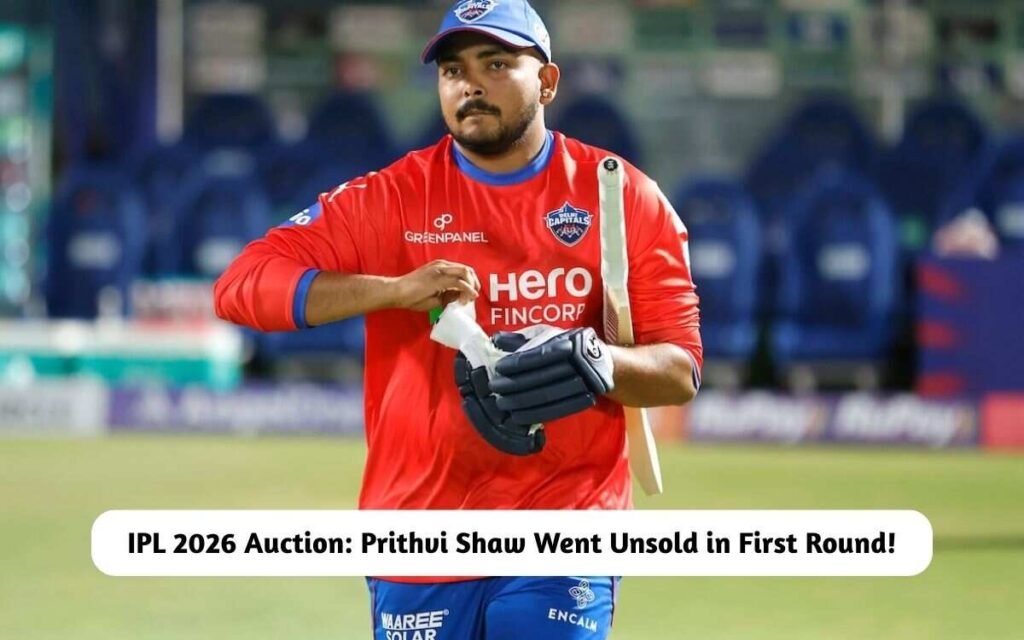 IPL 2026 Auction: Prithvi Shaw Unsold