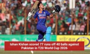 Ishan Kishan scored 77 runs off 40 balls against Pakistan in T20 World Cup 2026 Ishan Kishan scored 77 runs off 40 balls against Pakistan in T20 World Cup 2026